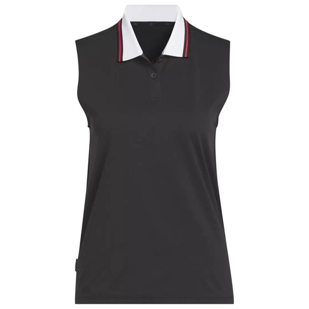adidas Women's Beyond The Course Twistknit Sleeveless Golf Polo Black Size Large - Picture 1 of 5
